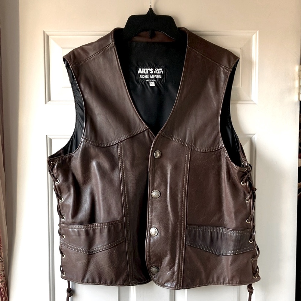 Art’s Riding Apparel Men’s Leather Vest Brown Size L